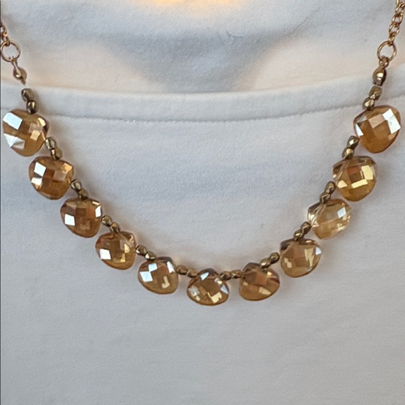 Sparkling Gold Color Crystal Necklace and Earring Set - Picture 3 of 4